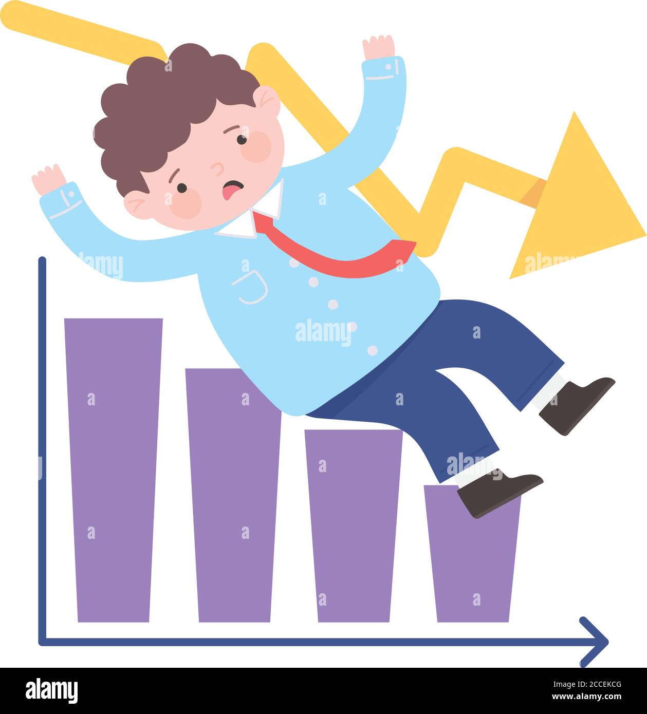 bankruptcy sad businessman with line graph going down business process ...