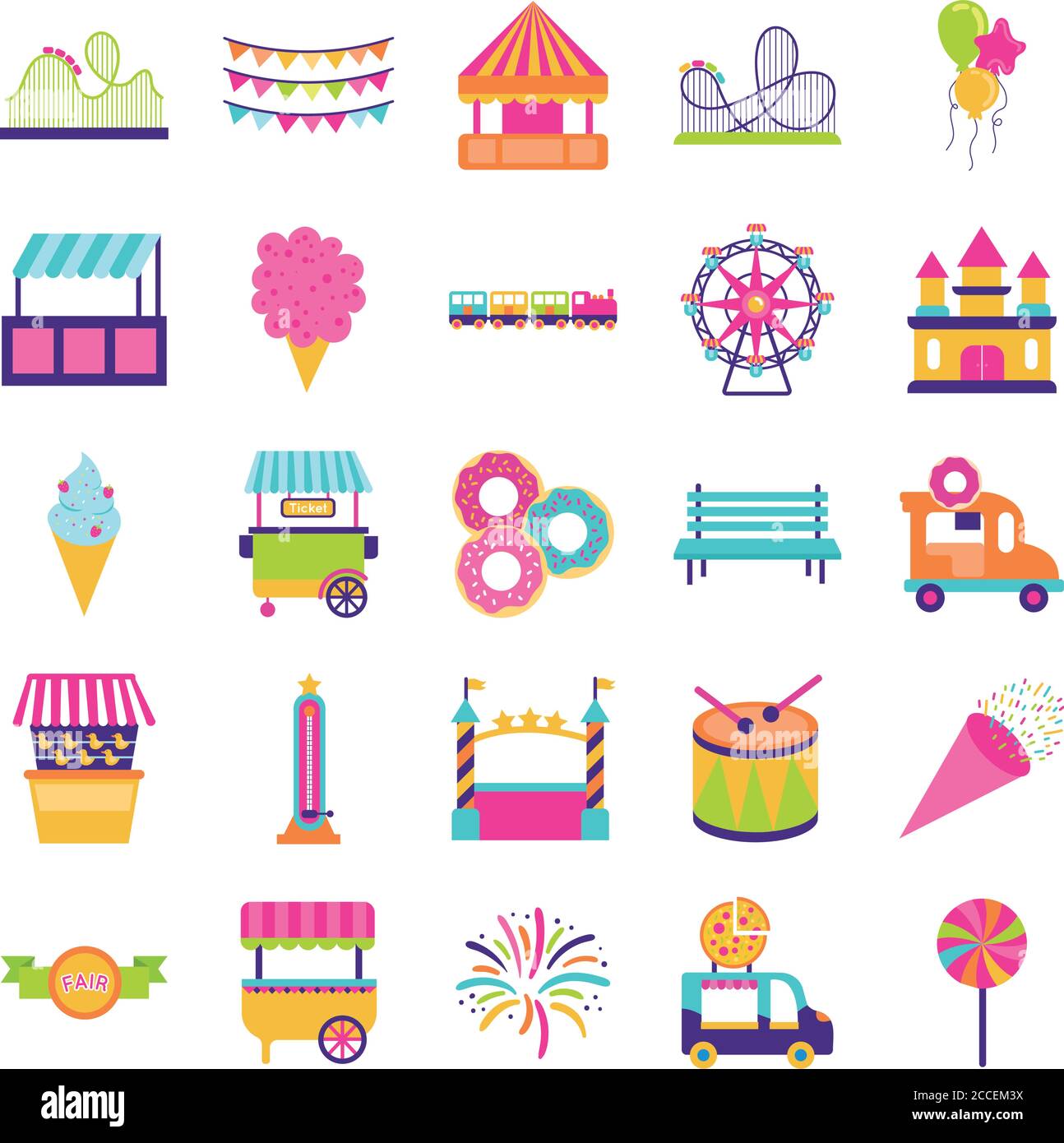 bundle of fair entertainment set icons vector illustration design Stock ...