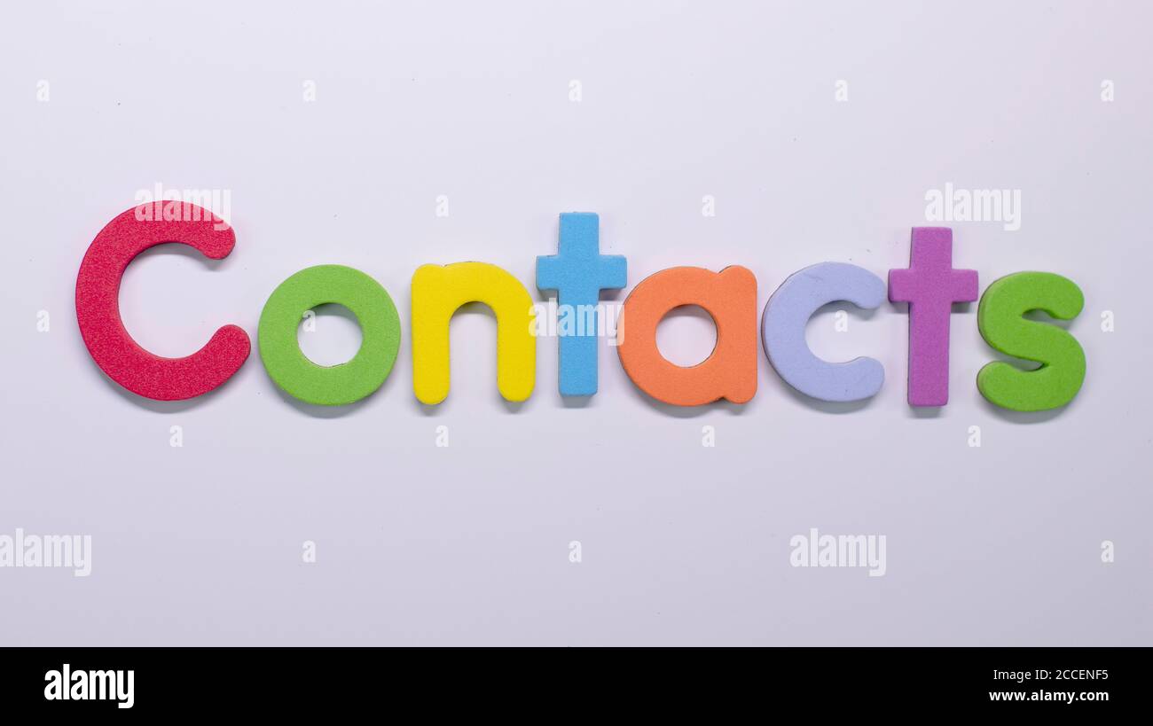 Word 'Contacts' written with color sponge Stock Photo