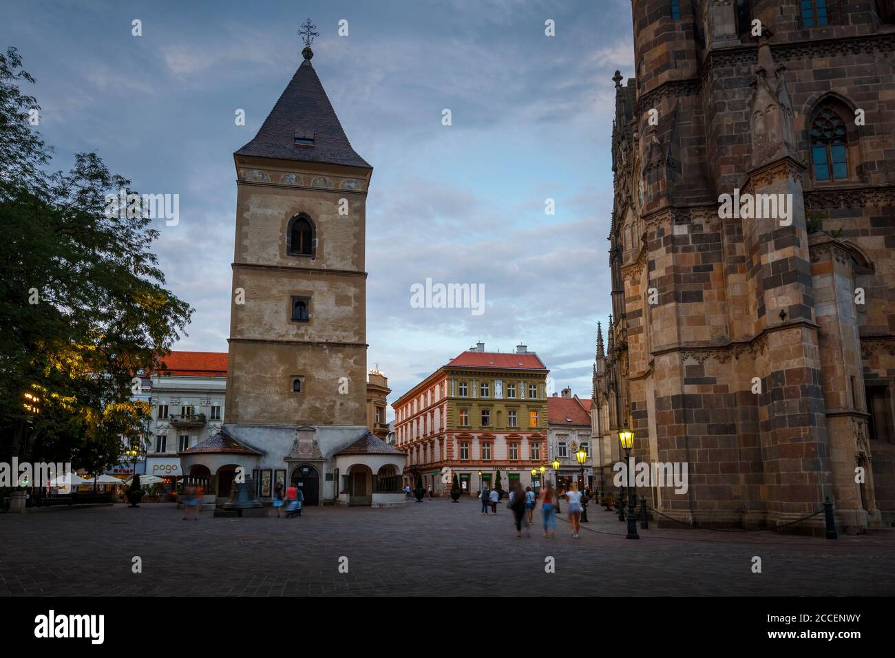 Kosice, Slovakia - August 11, 2018: Urban's Tower next to the cathedral in the main square of Kosice city in eastern Slovakia. Stock Photo