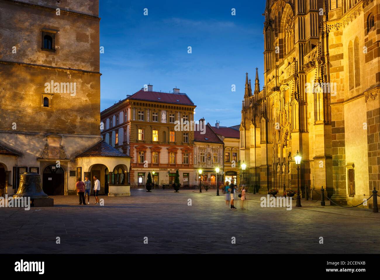 Kosice, Slovakia - August 11, 2018: Urban's Tower and St. Elisabeth cathedral in the main square of Kosice city in eastern Slovakia. Stock Photo