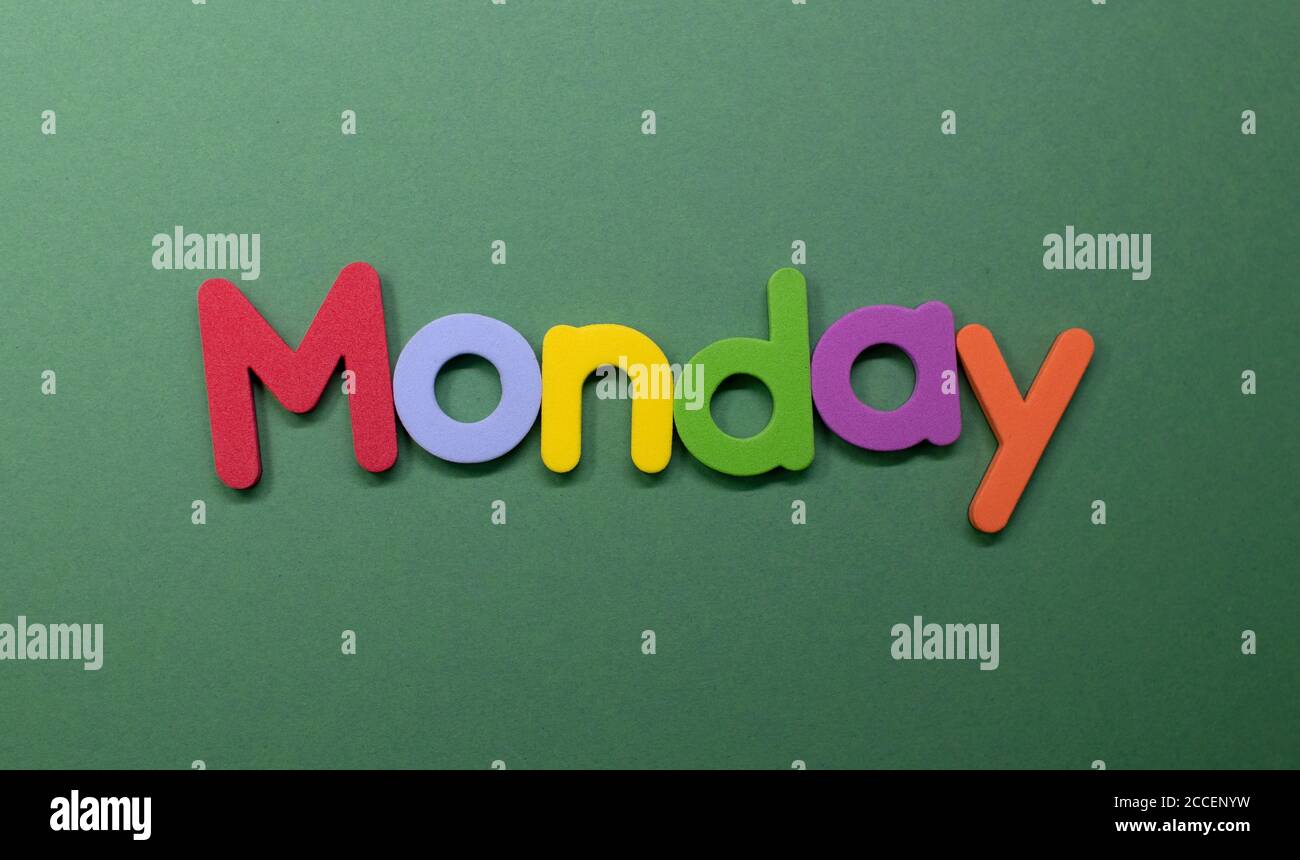 Word Monday Written With Color Sponge Stock Photo Alamy