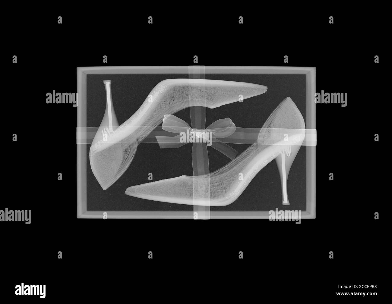 High heels in a box, X-ray Stock Photo