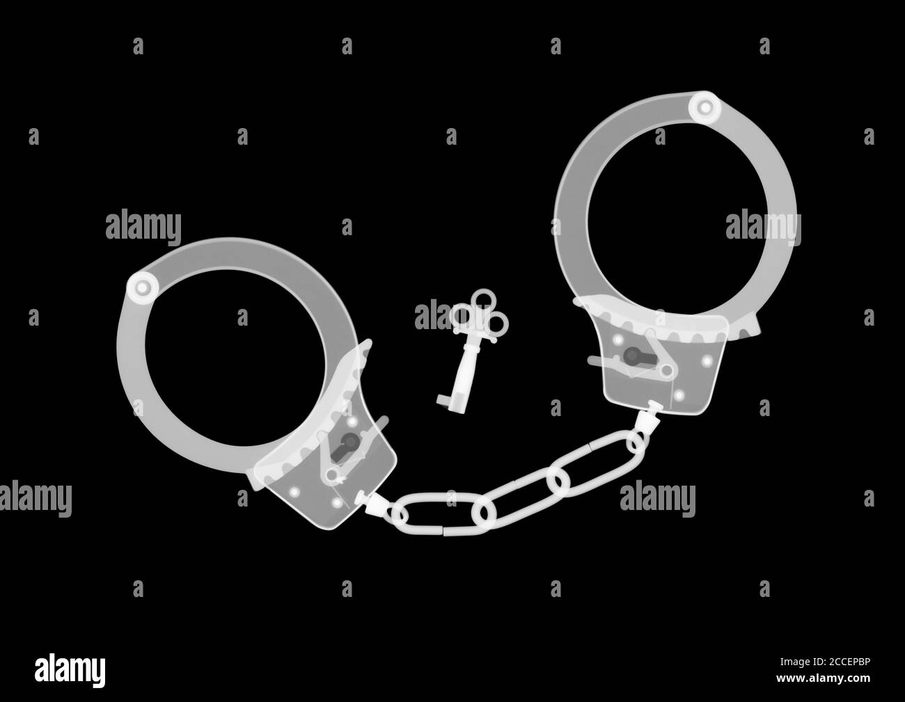 Handcuffs, X-ray Stock Photo