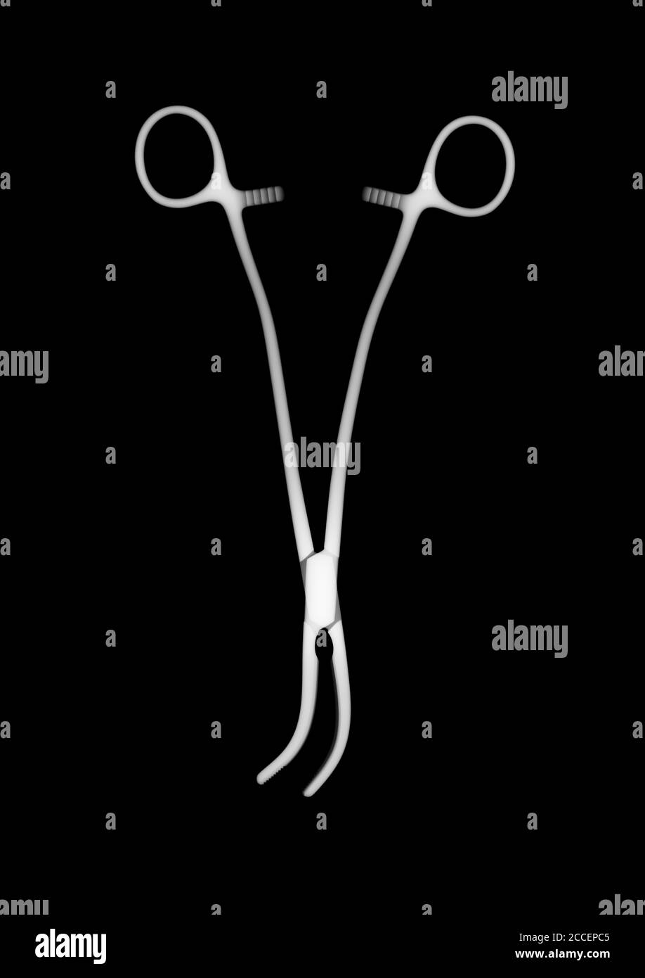 Medical forceps, X-ray Stock Photo
