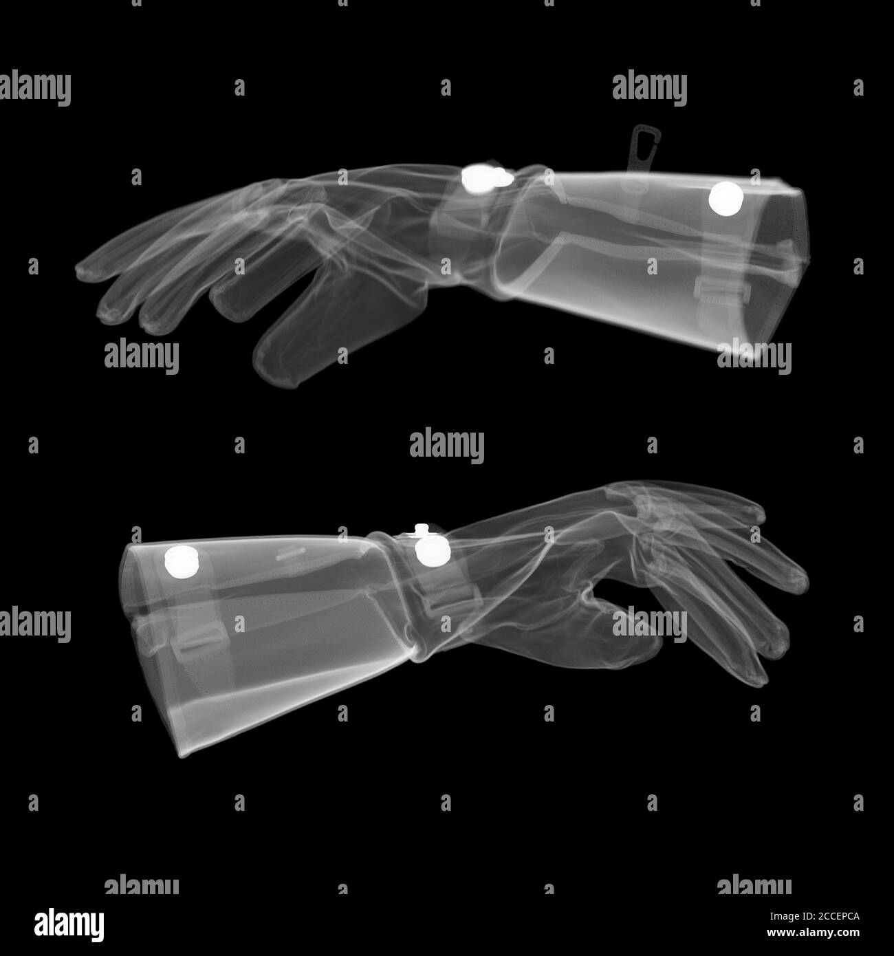 Motorcycle gauntlet gloves, X-ray Stock Photo