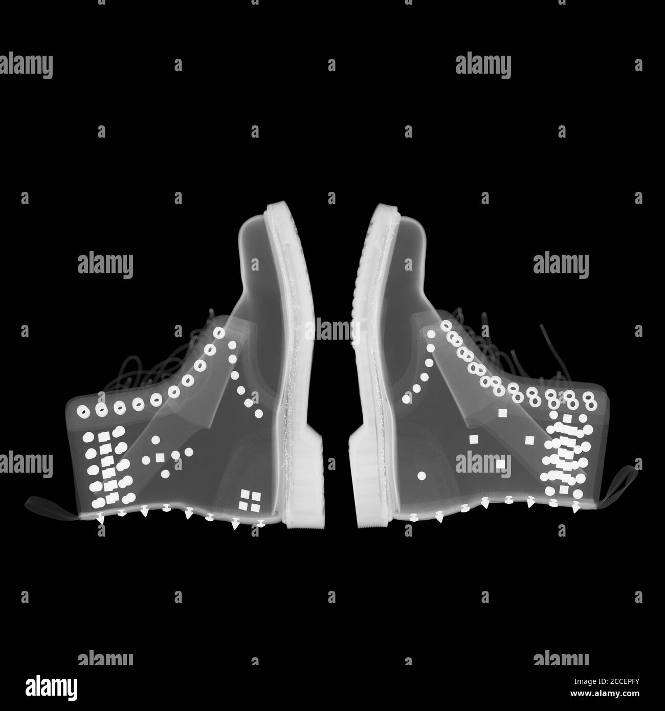Boots with studs, X-ray Stock Photo