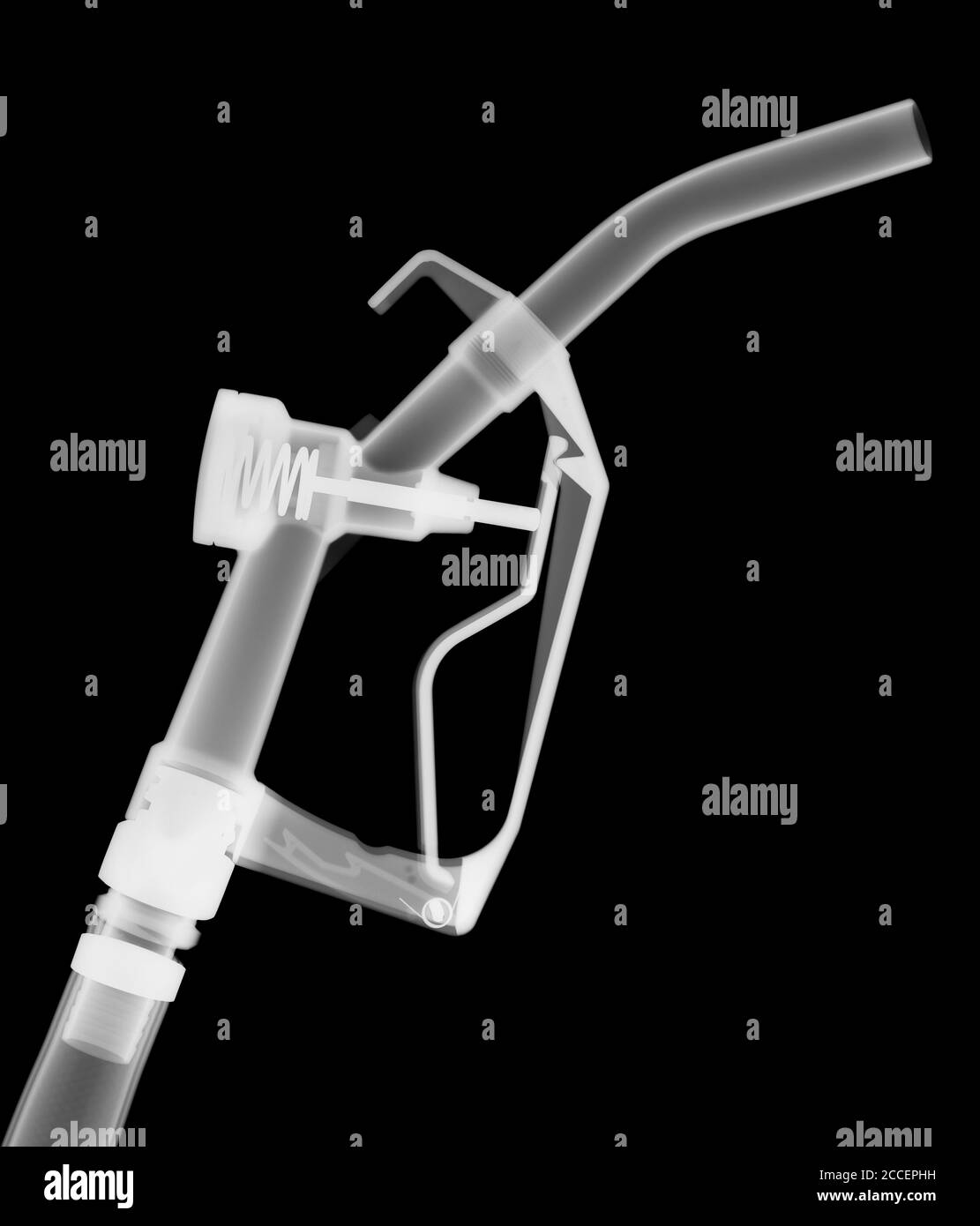 Petrol hand pump and hose, X-ray Stock Photo