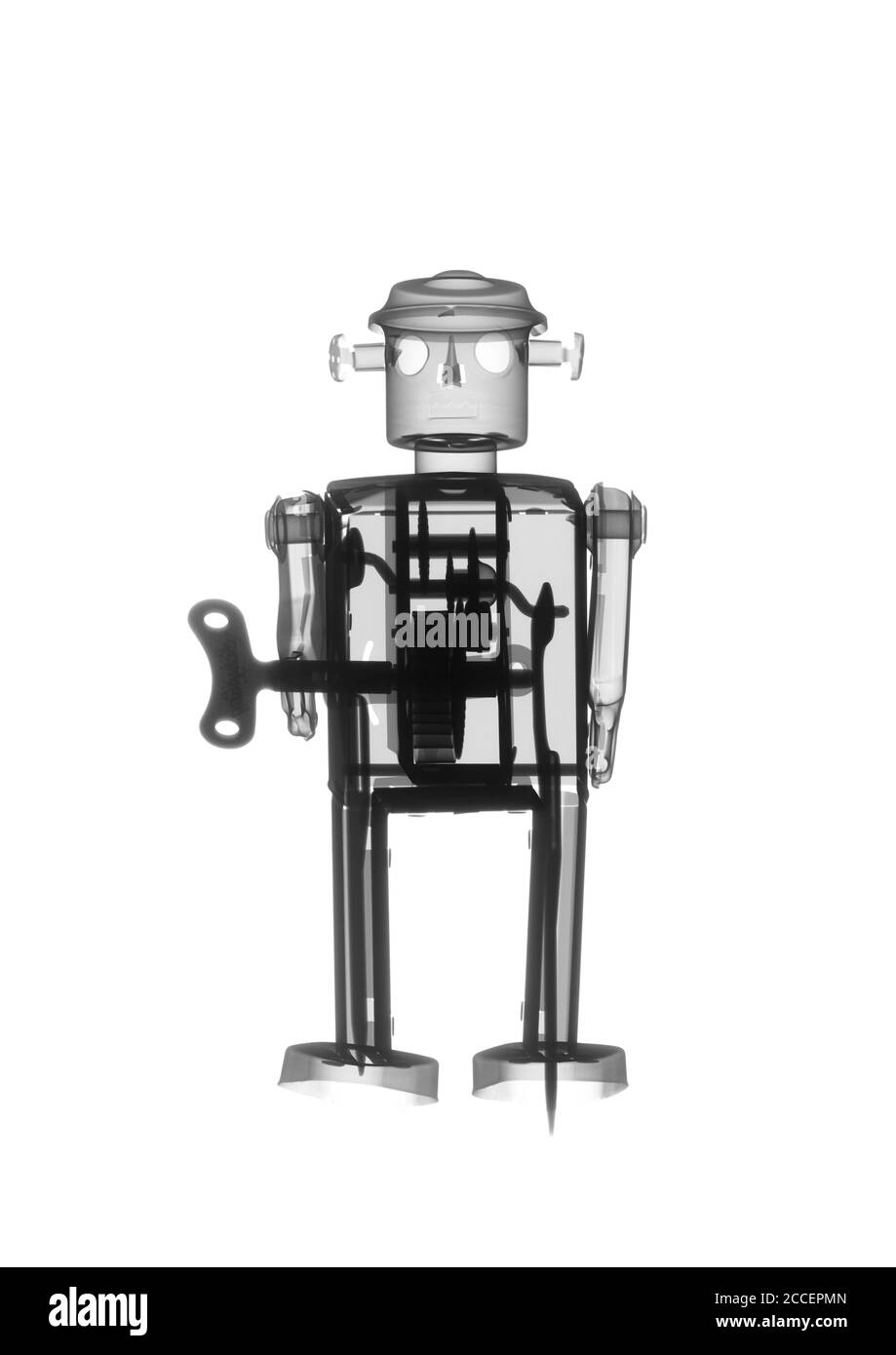 Wind-up toy robot, X-ray Stock Photo