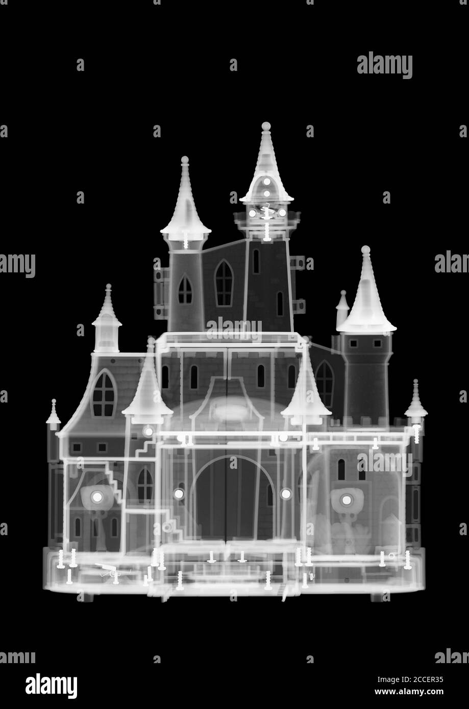 Plastic toy castle, X-ray Stock Photo