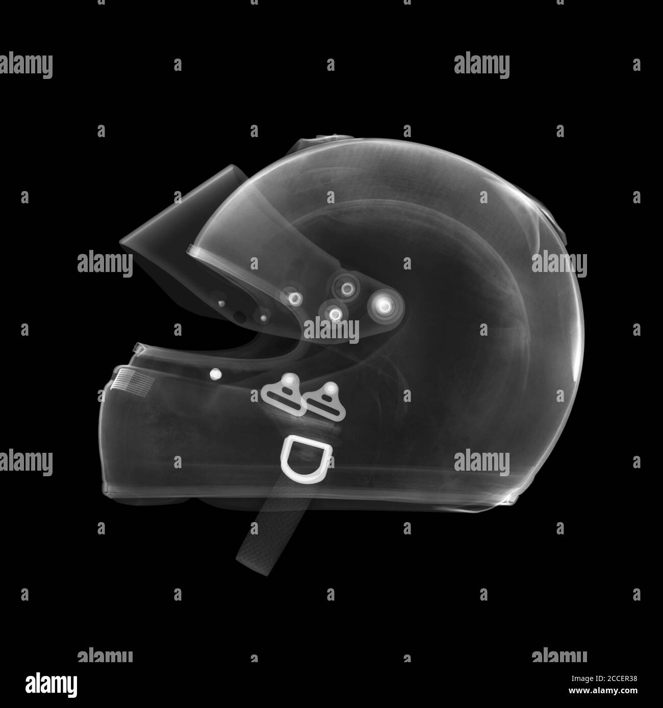 Racing drivers safety crash helmet, X-ray Stock Photo