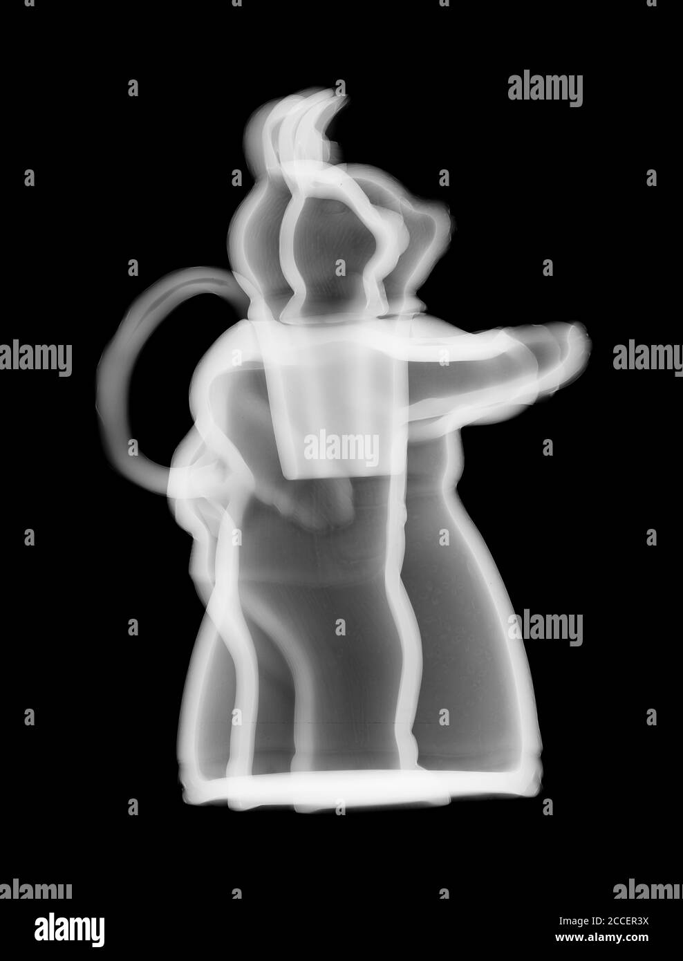 Dancing rabbits teapot, X-ray Stock Photo