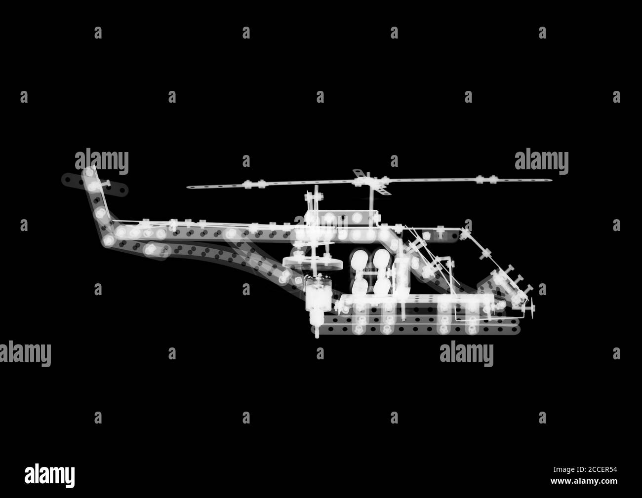 Metal model helicopter, X-ray Stock Photo