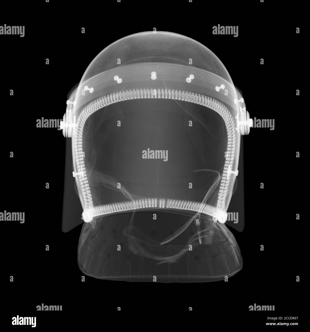 Police riot helmet, X-ray Stock Photo