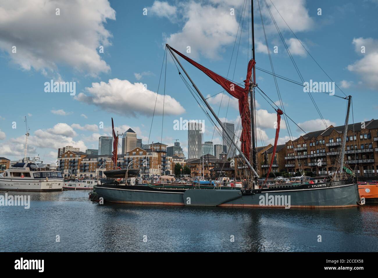 Boats in Limehouse Marina, East London August 2020 Stock Photo