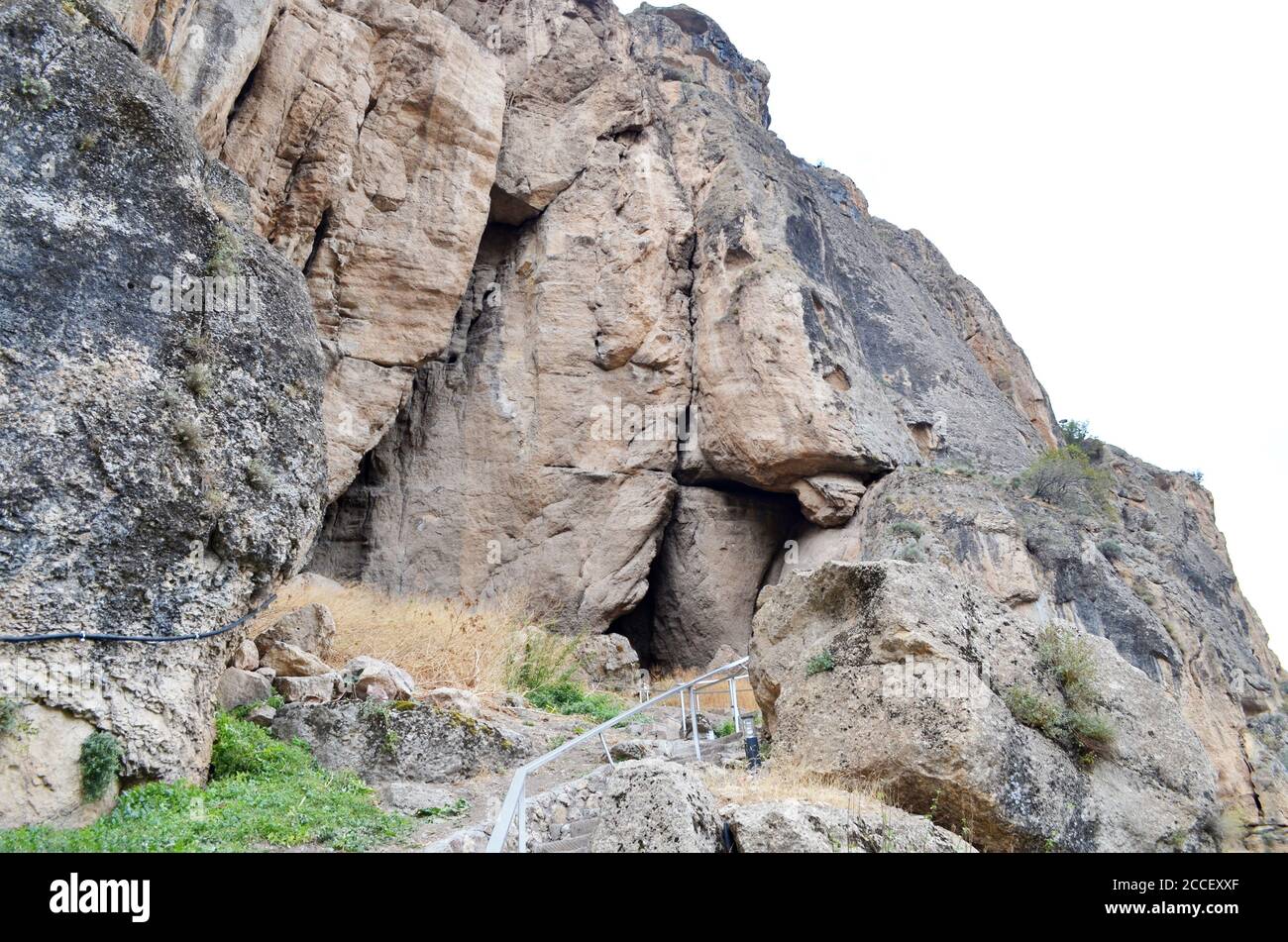 Armenia Stairs to Areni 1 Cave Stock Photo