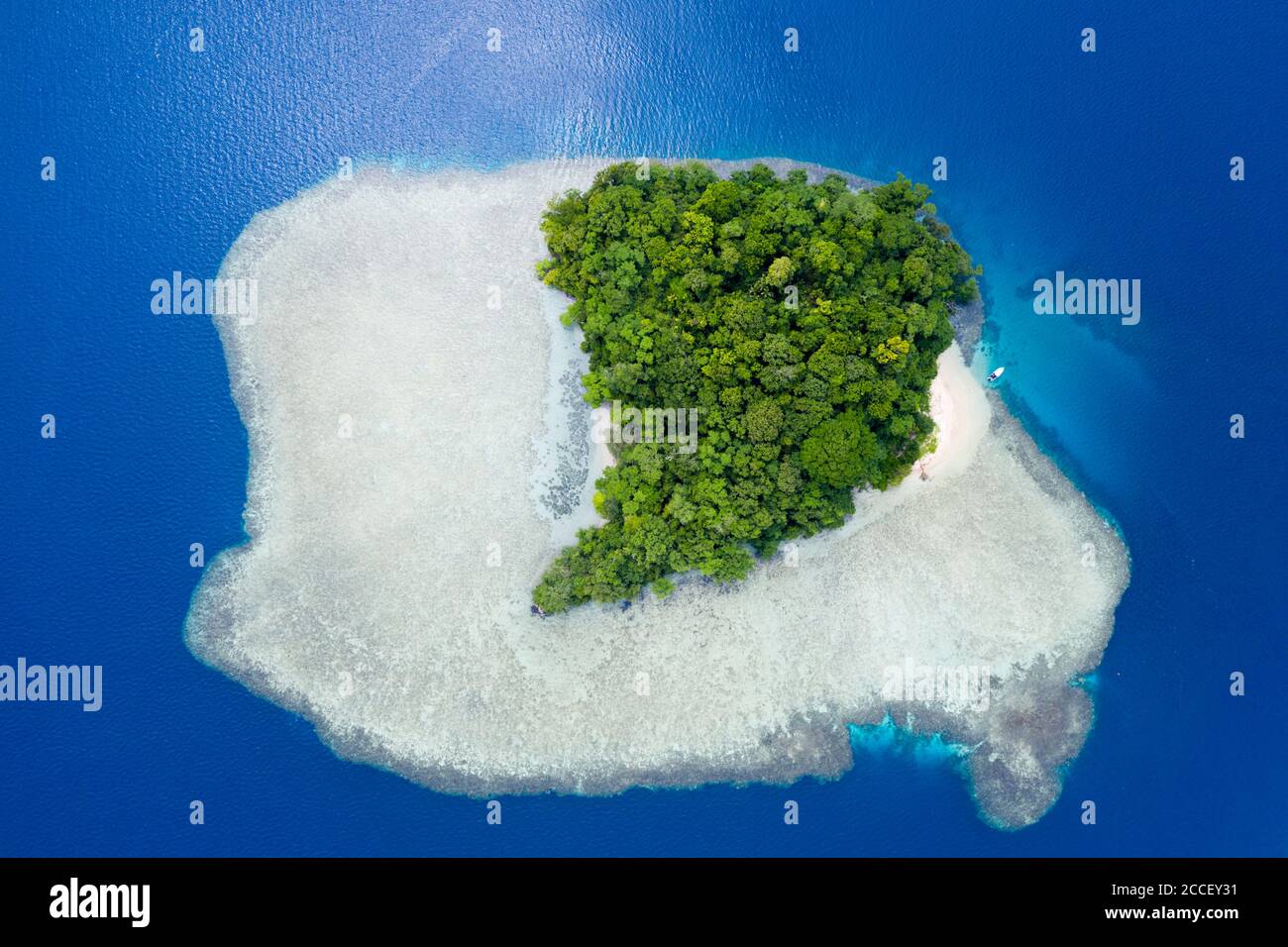 Aerial View of Coast of Kimbe Bay, New Britain, Papua New Guinea Stock Photo