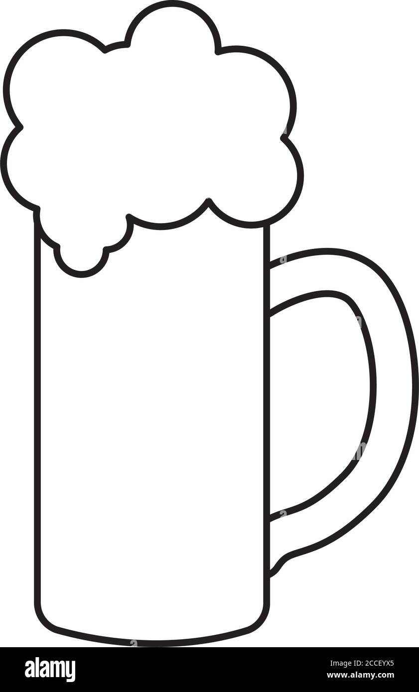 beer mug icon over white background, line style, vector illustration