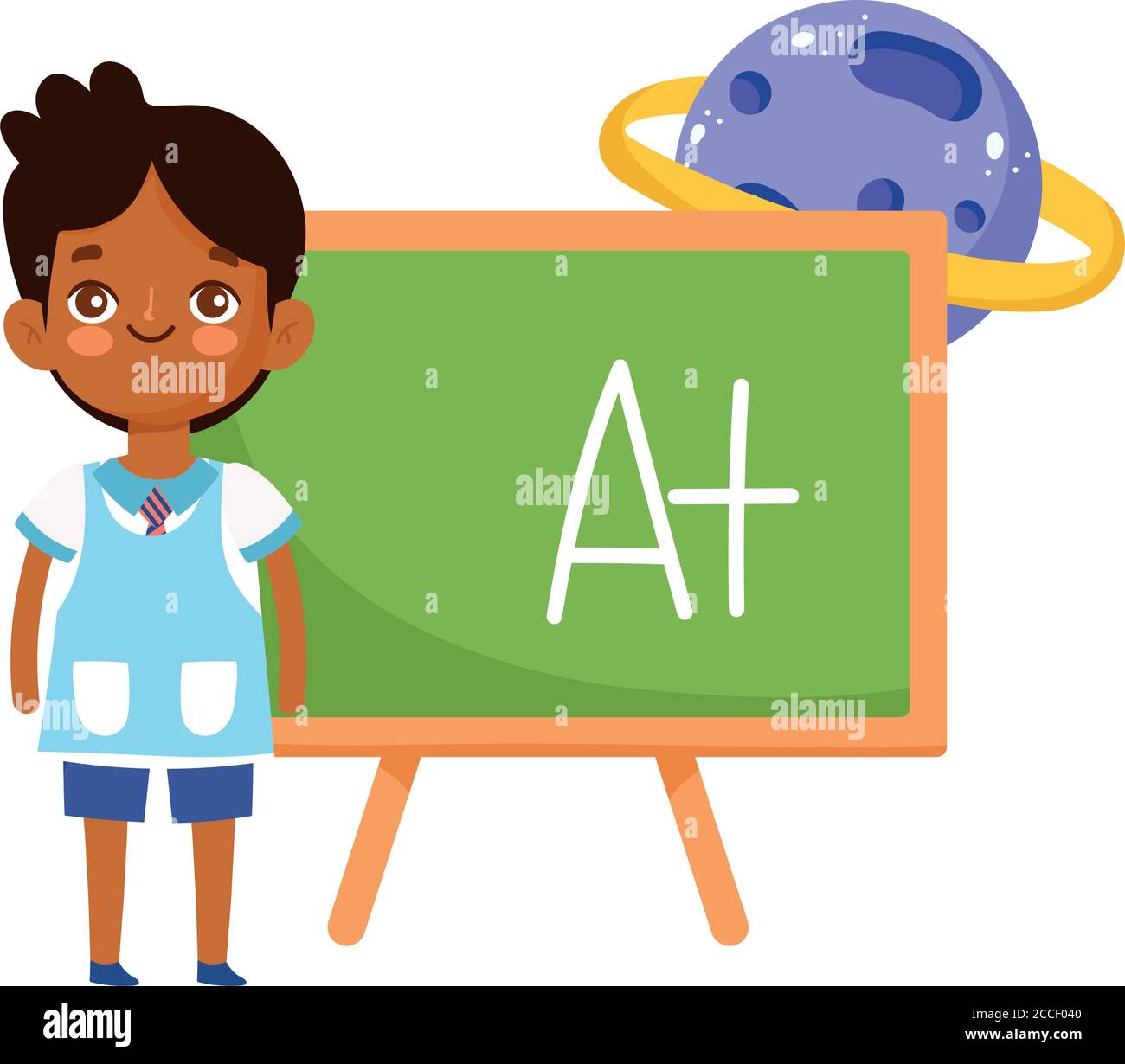 back to school, student boy chalkboard planet science elementary ...