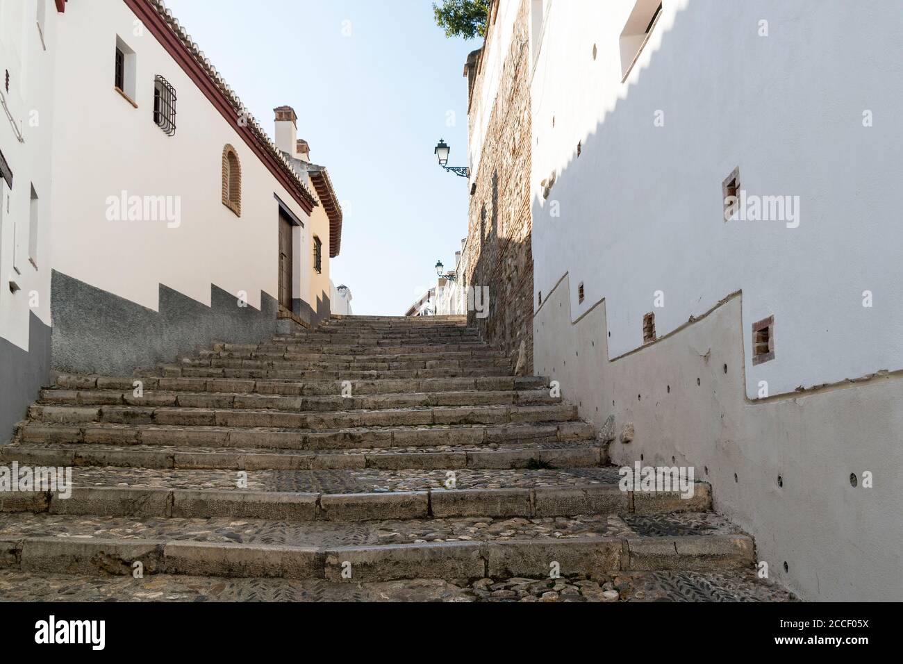 Granada (Spain), Albaicin district, Calle San Nicolas, stairs Stock Photo