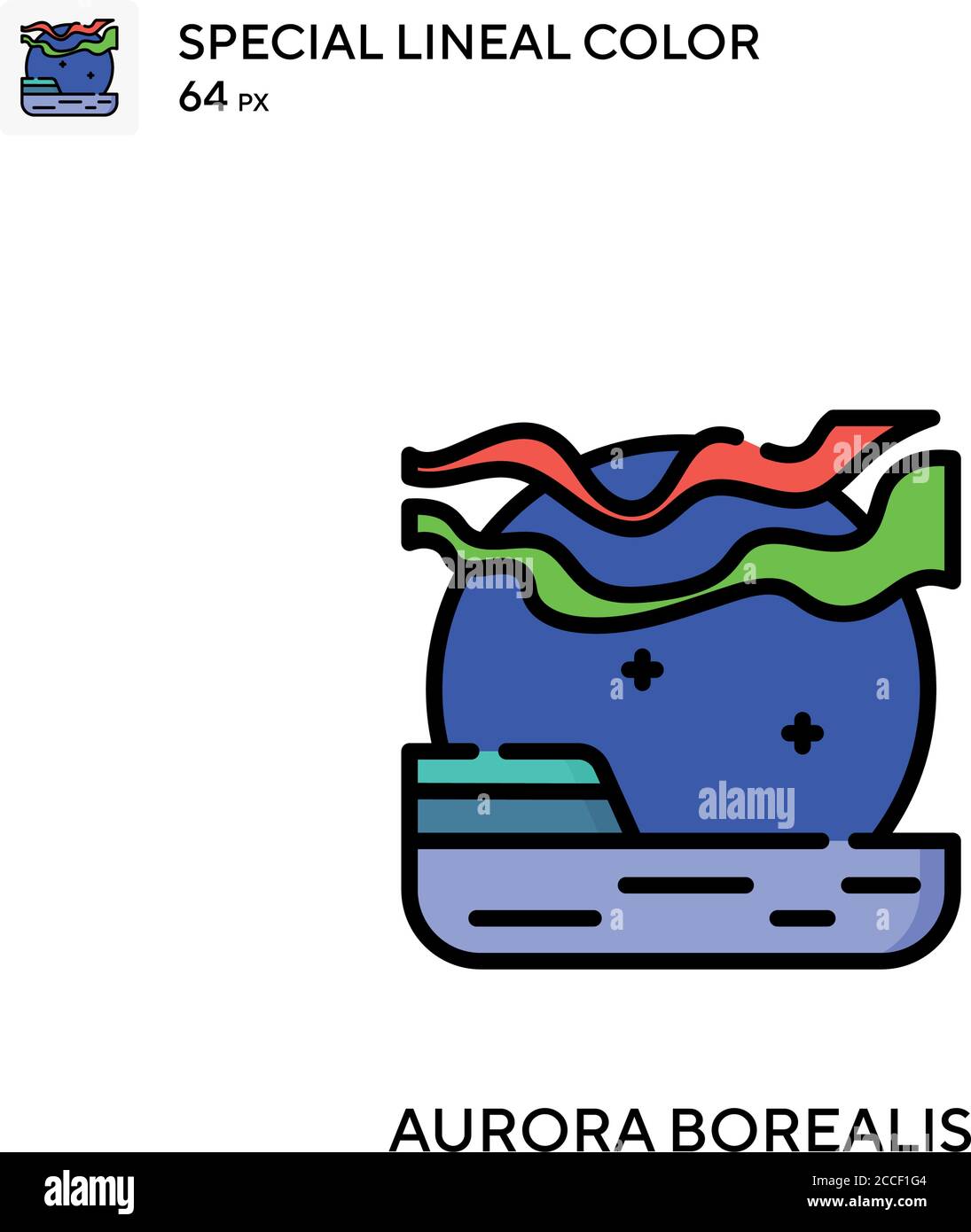 Aurora borealis Special lineal color icon. Illustration symbol design template for web mobile UI element. Stock Vector