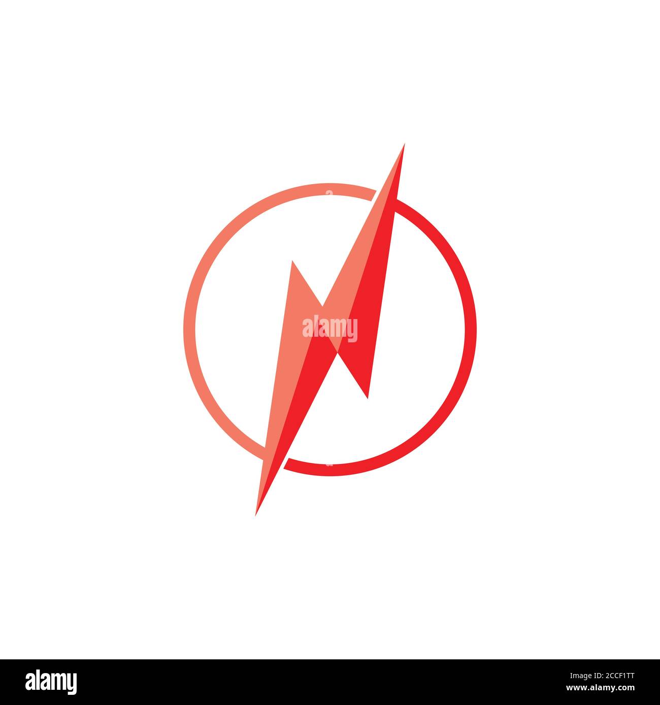 letter n thunder circle 3d flat logo vector Stock Vector
