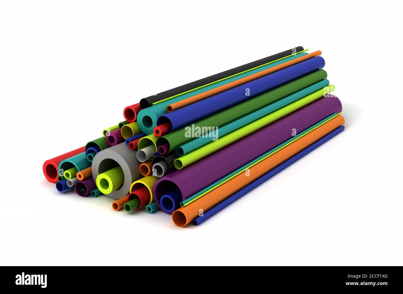 Colorful Plastic pipes on white background Stock Photo Alamy