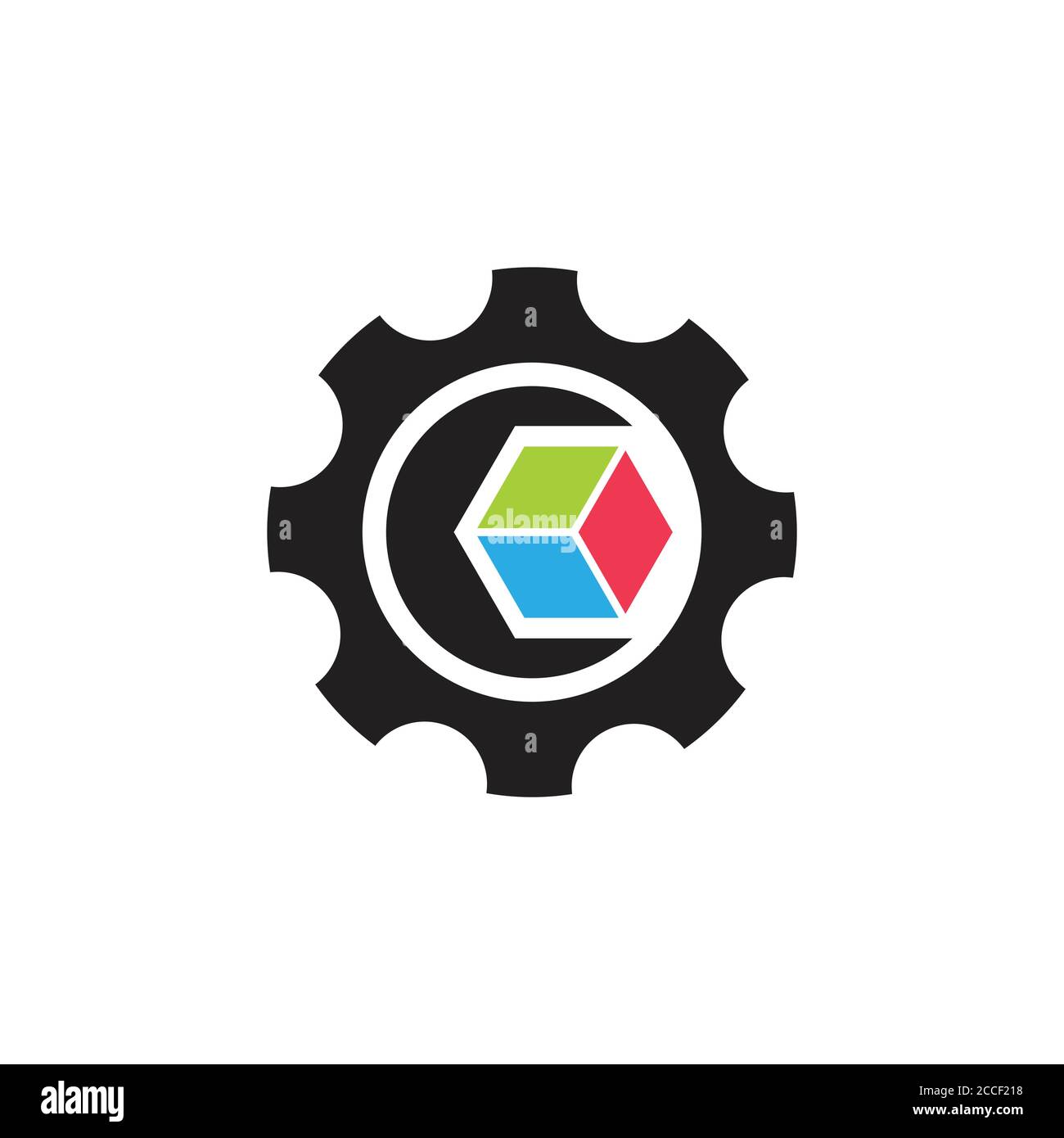 letter c cog machine adjustable wrench with box logo vector Stock Vector
