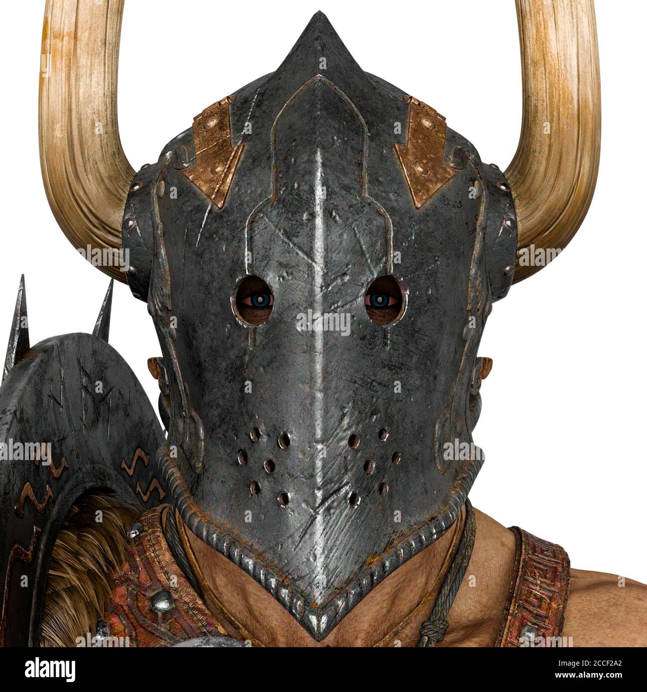 epic warrior man id picture profile in white background, 3d illustration  Stock Photo - Alamy