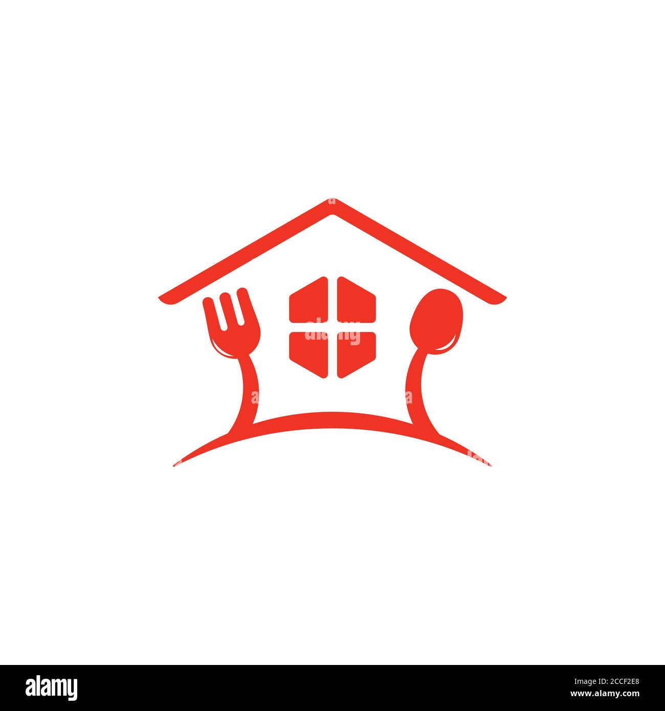 home spoon fork restaurant symbol logo vector Stock Vector