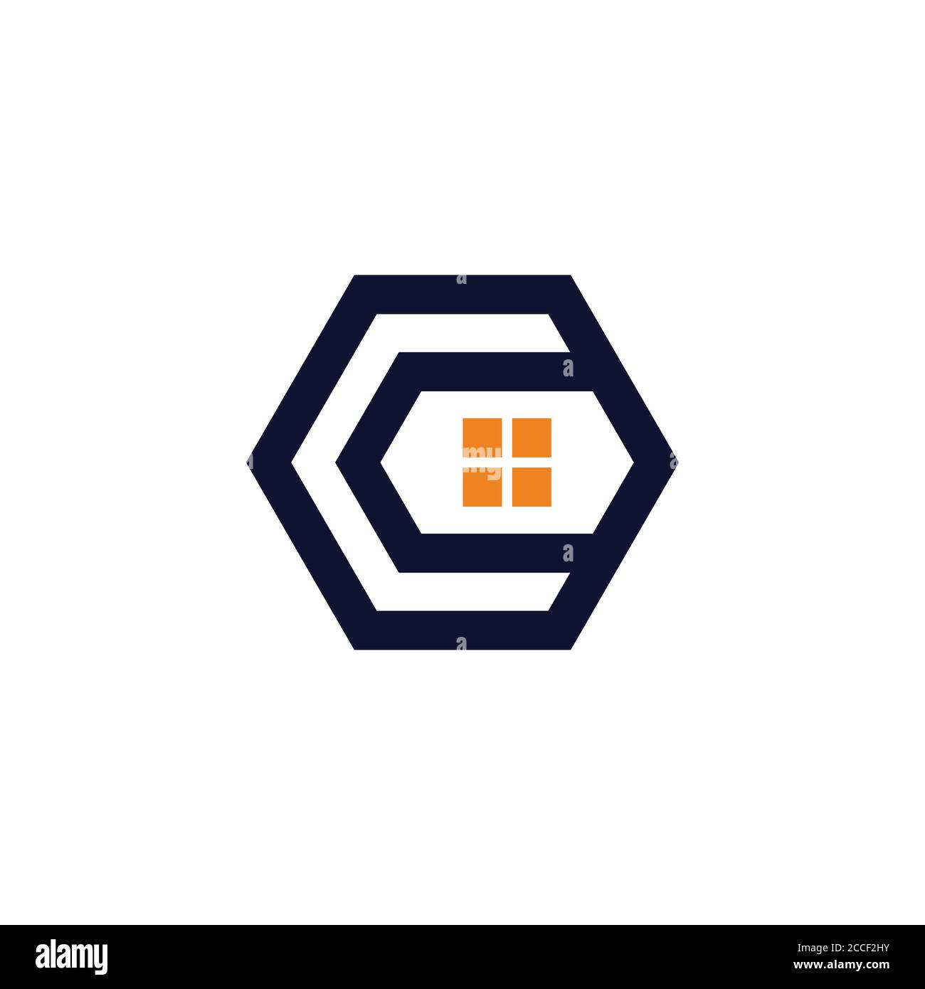 letter c simple home abstract hexagonal line logo vector Stock Vector