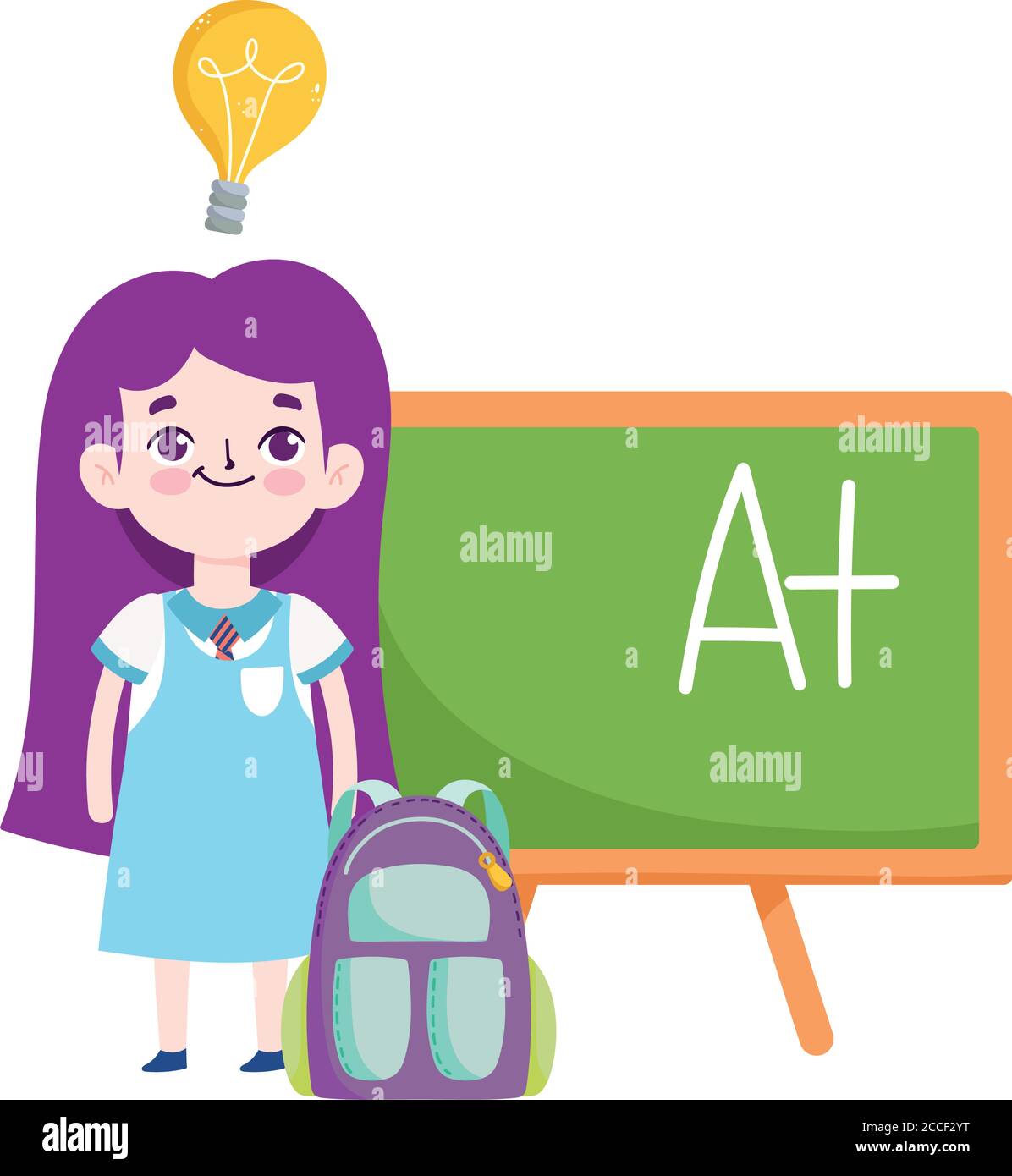 back to school, student girl backpack chalkboard elementary education ...