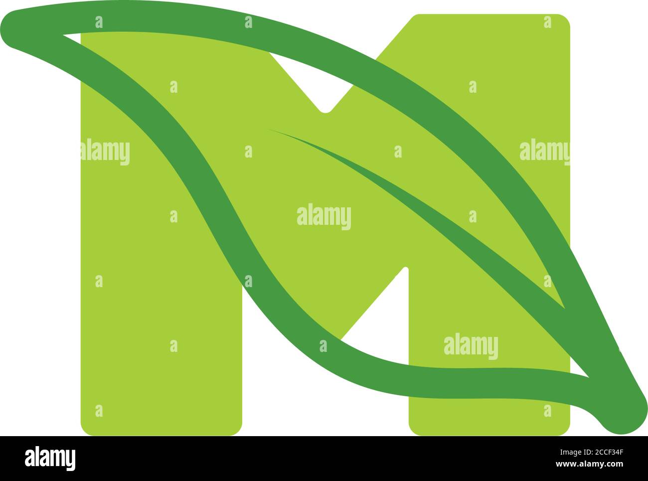letter m curves leaf geometric logo vector Stock Vector