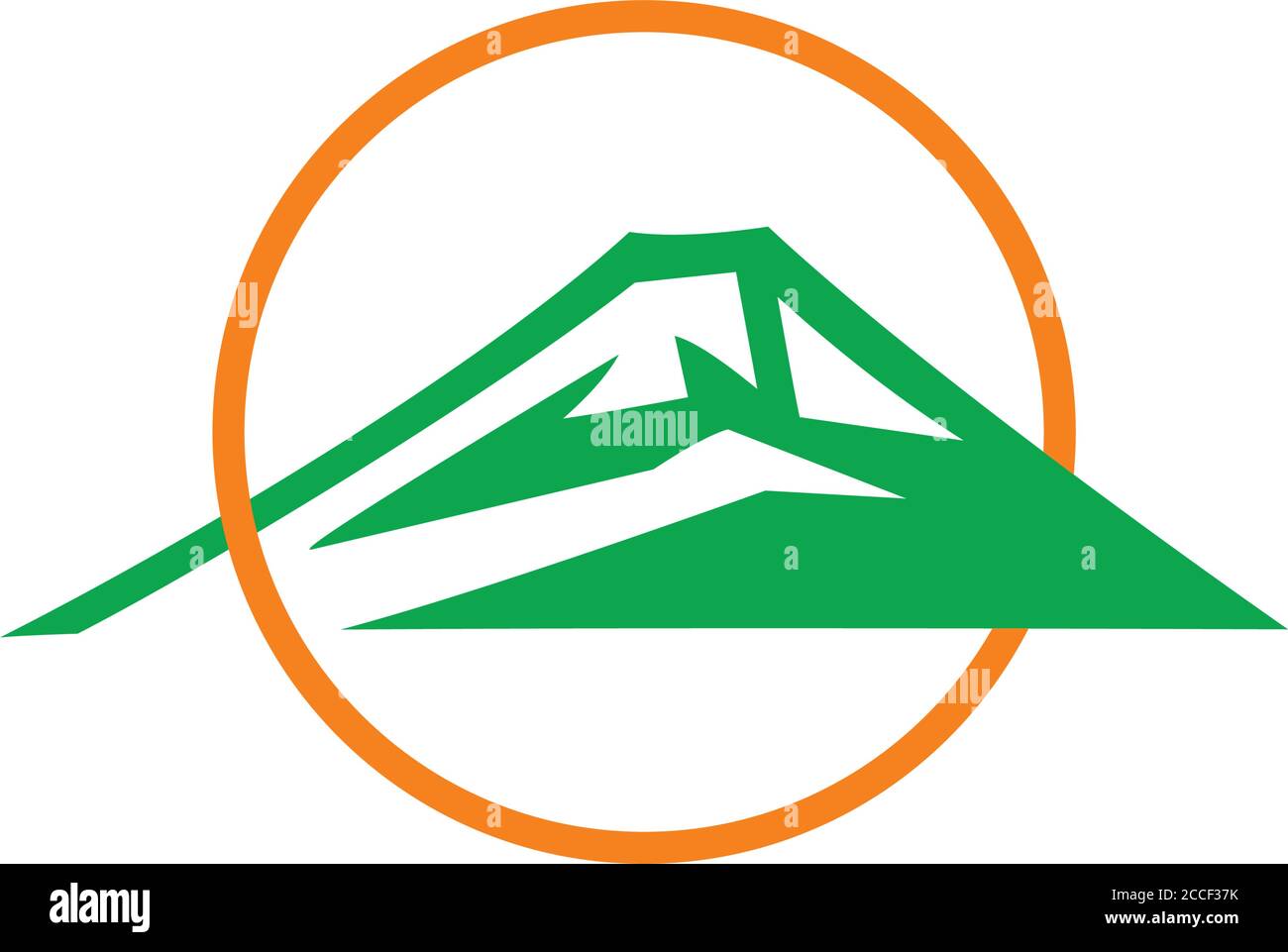 mountain circle sun overlapping colorful logo Stock Vector