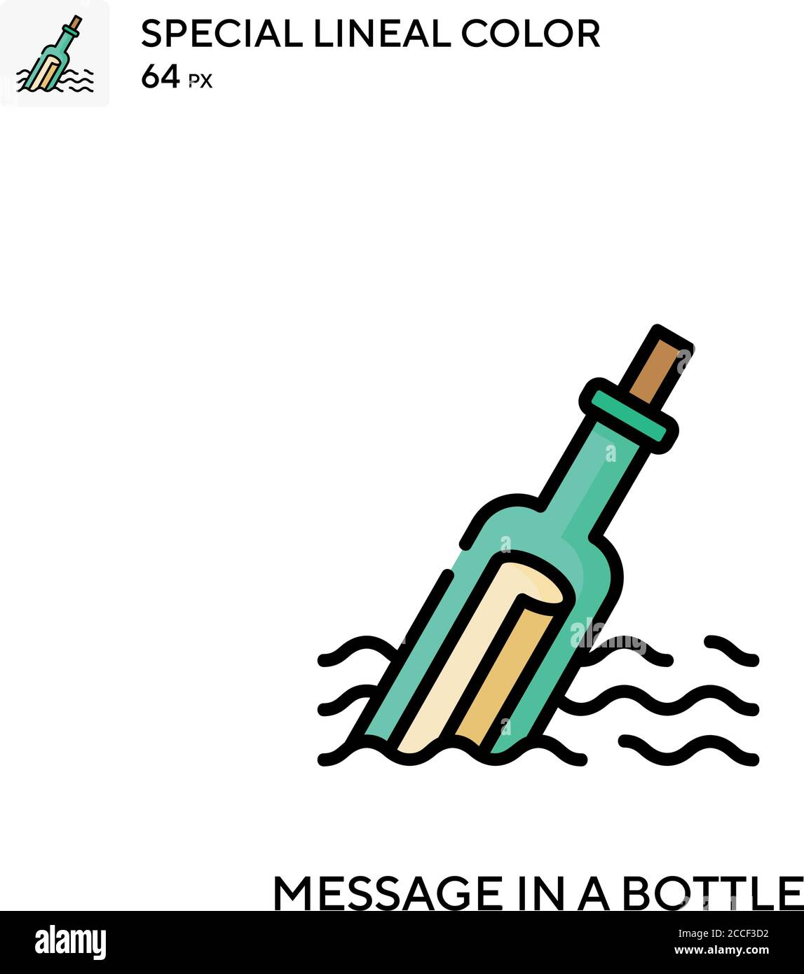 Message in a bottle Special lineal color icon. Illustration symbol ...