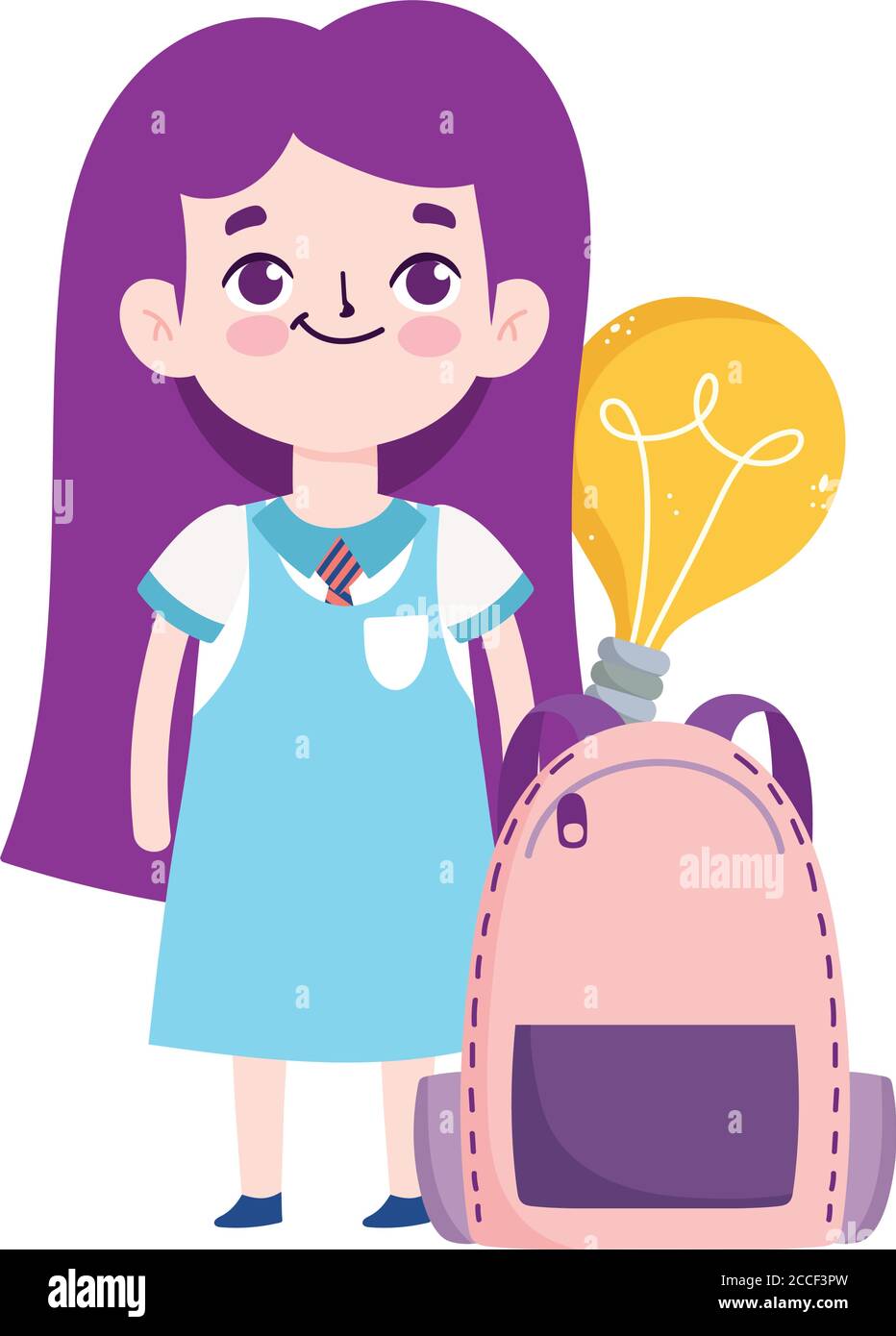 back to school, student girl and backpack elementary education cartoon ...