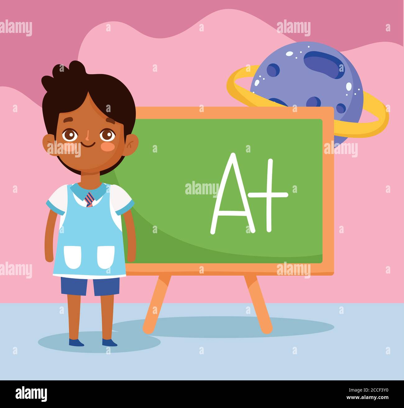 back to school, student boy chalkboard planet science elementary ...