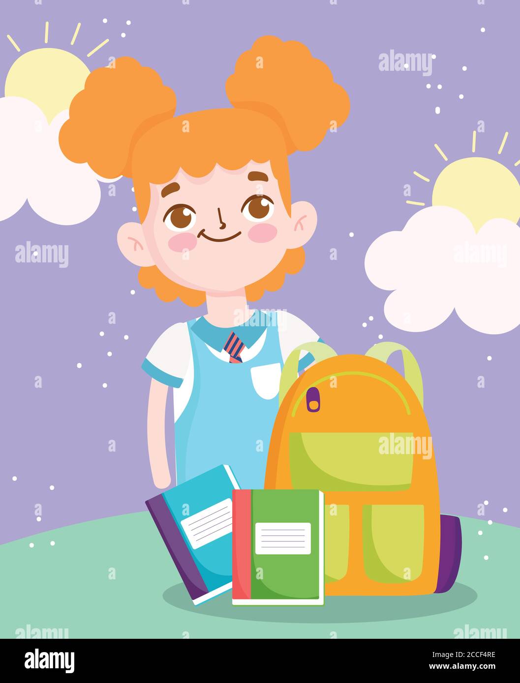 back to school, student girl backpack books elementary education ...