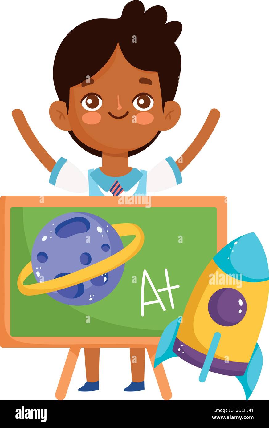 back to school, student boy chalkboard rocket planet elementary ...