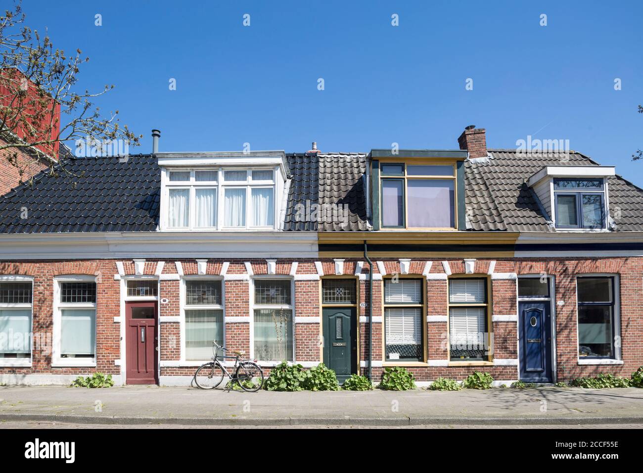 small houses in Groningen, Netherlands Stock Photo