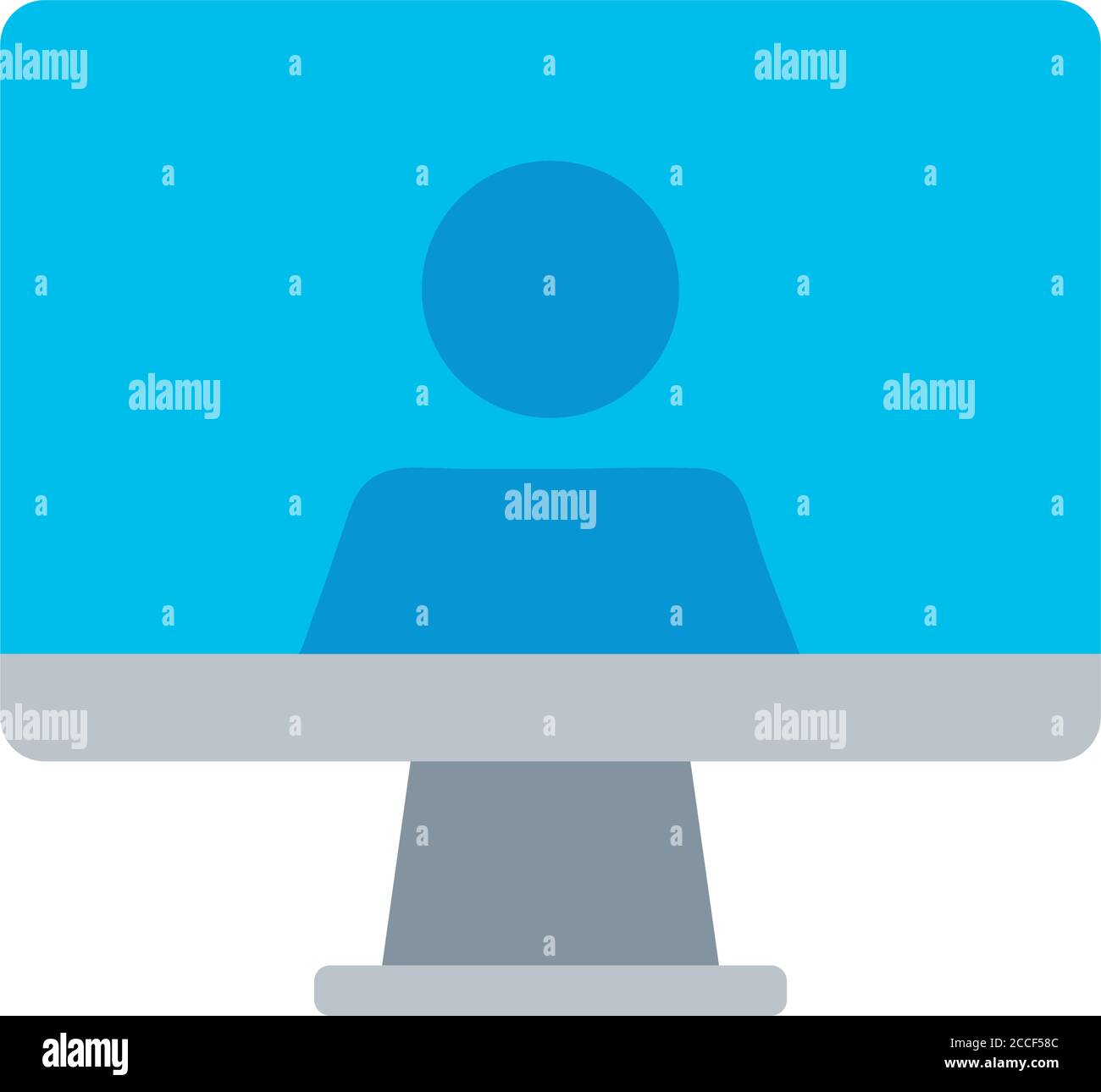desktop computer with user flat style icon vector illustration design ...
