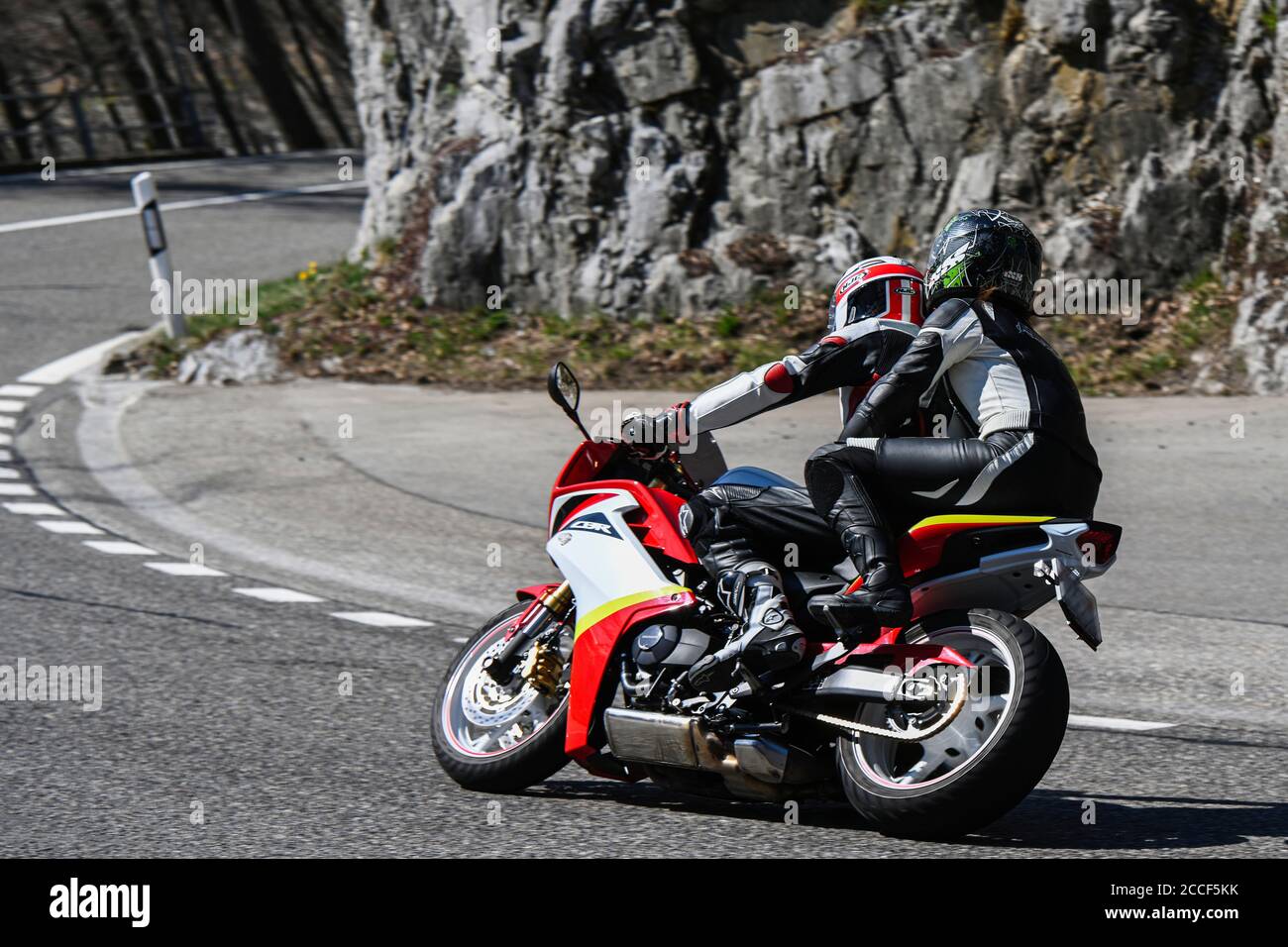 Pass travel, motorcyclists, Brünig, Meiringen, Switzerland Stock Photo