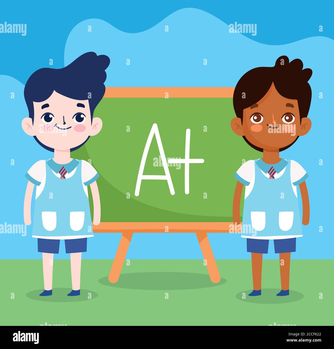back to school, student boys chalkboard elementary education cartoon ...
