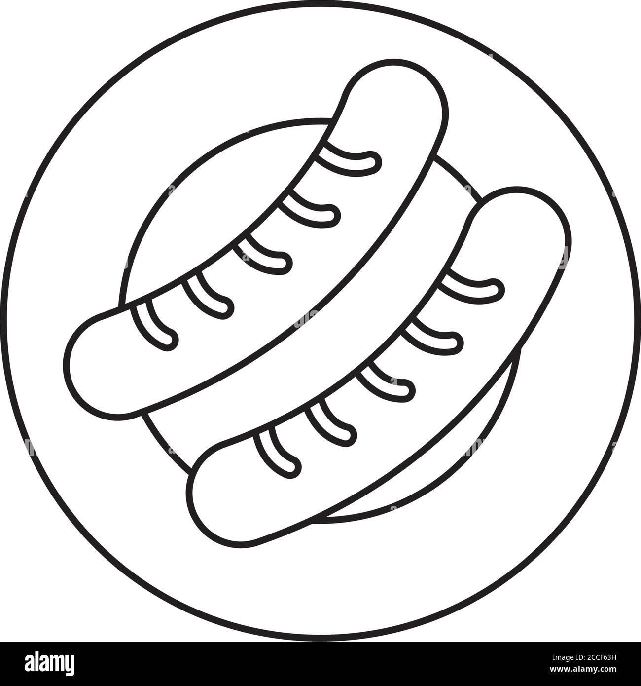 plate with sausages icon over white background, line style, vector illustration Stock Vector