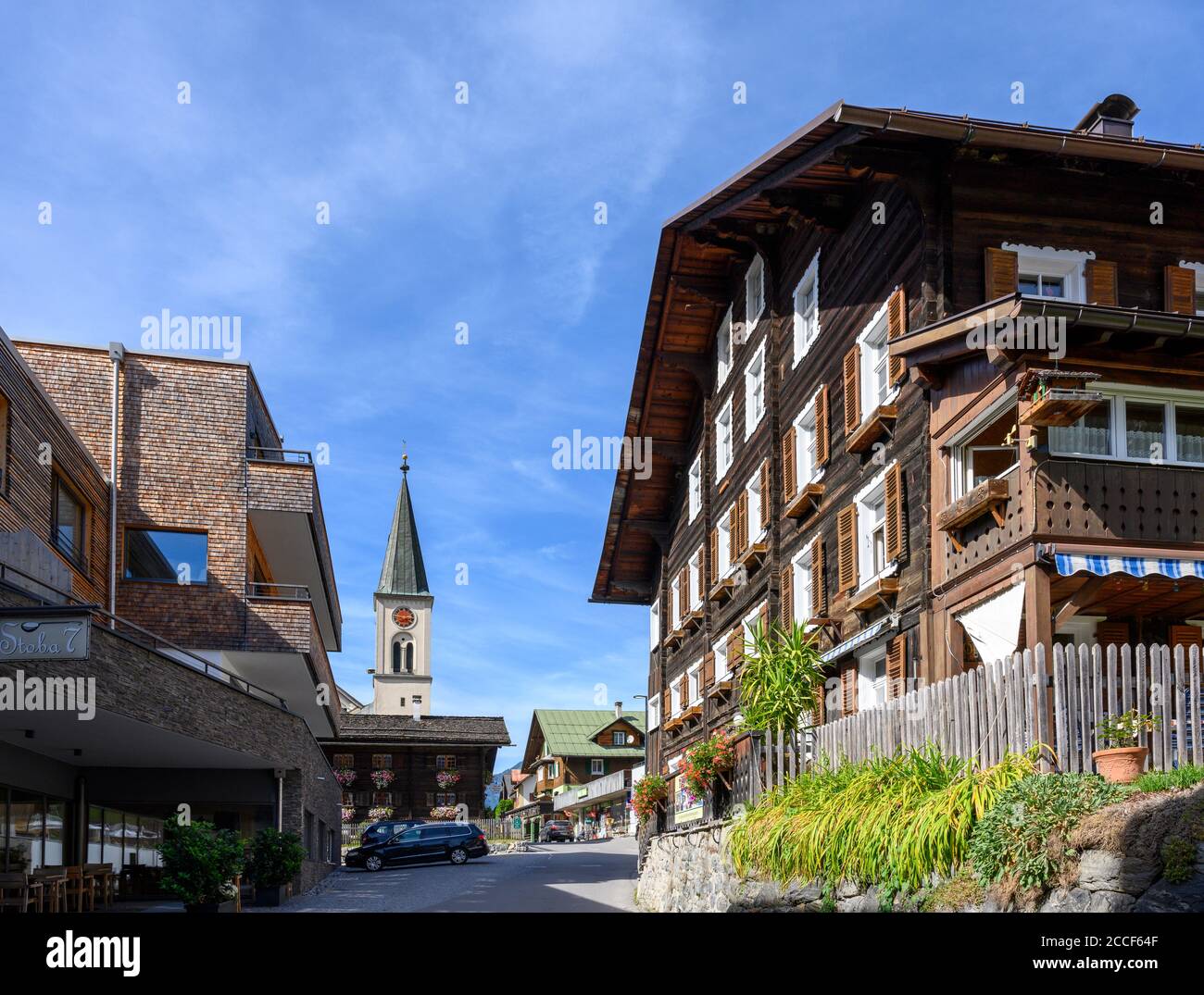 Austria, Montafon, Gaschurn, town view. Stock Photo