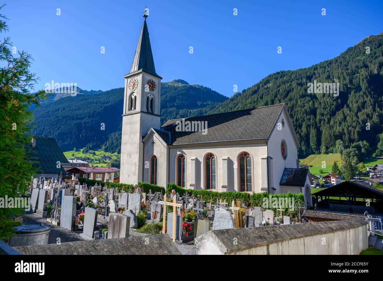Austria, Montafon, Gaschurn, parish church of St. Michael. Stock Photo