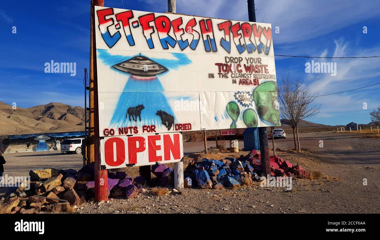 ET Fresh jerky Store sign, Hiko Nevada USA Stock Photo