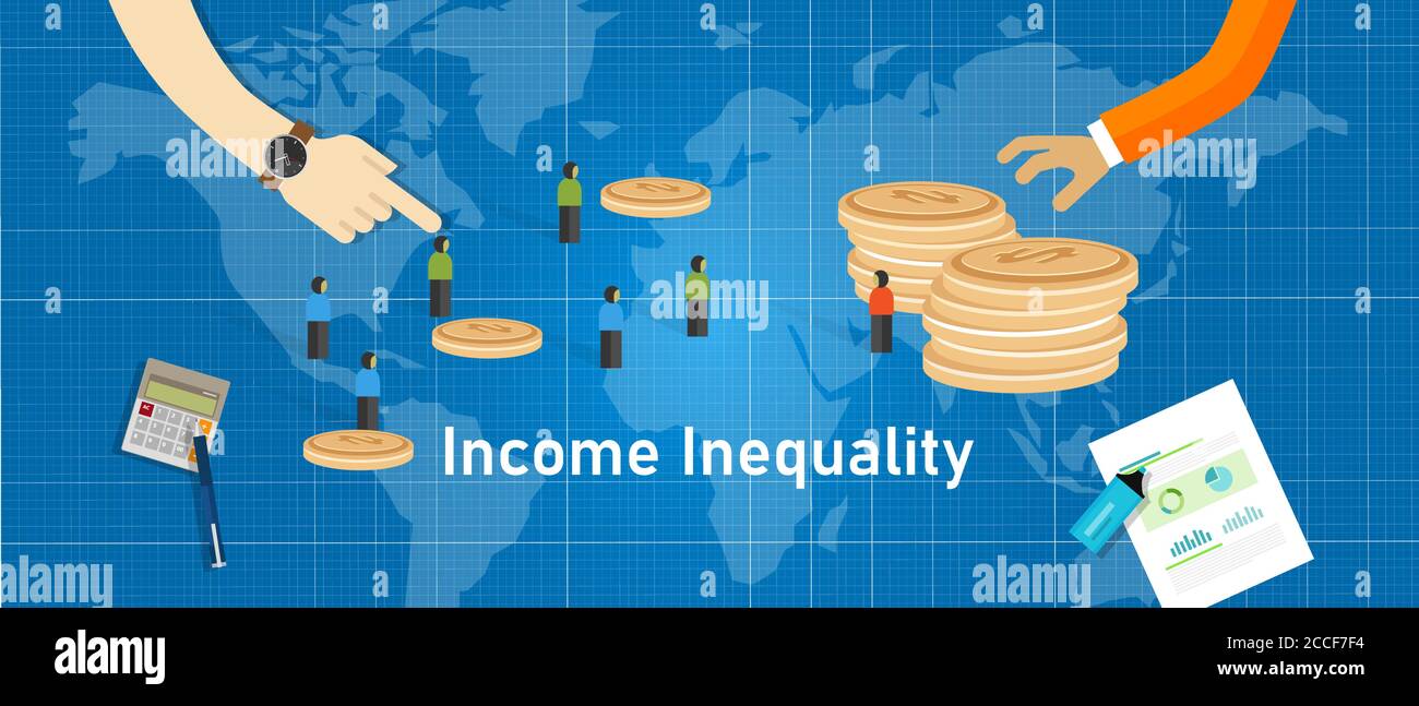 income inequality gap of wealth concept of Gini coefficient index in society economy Stock Vector