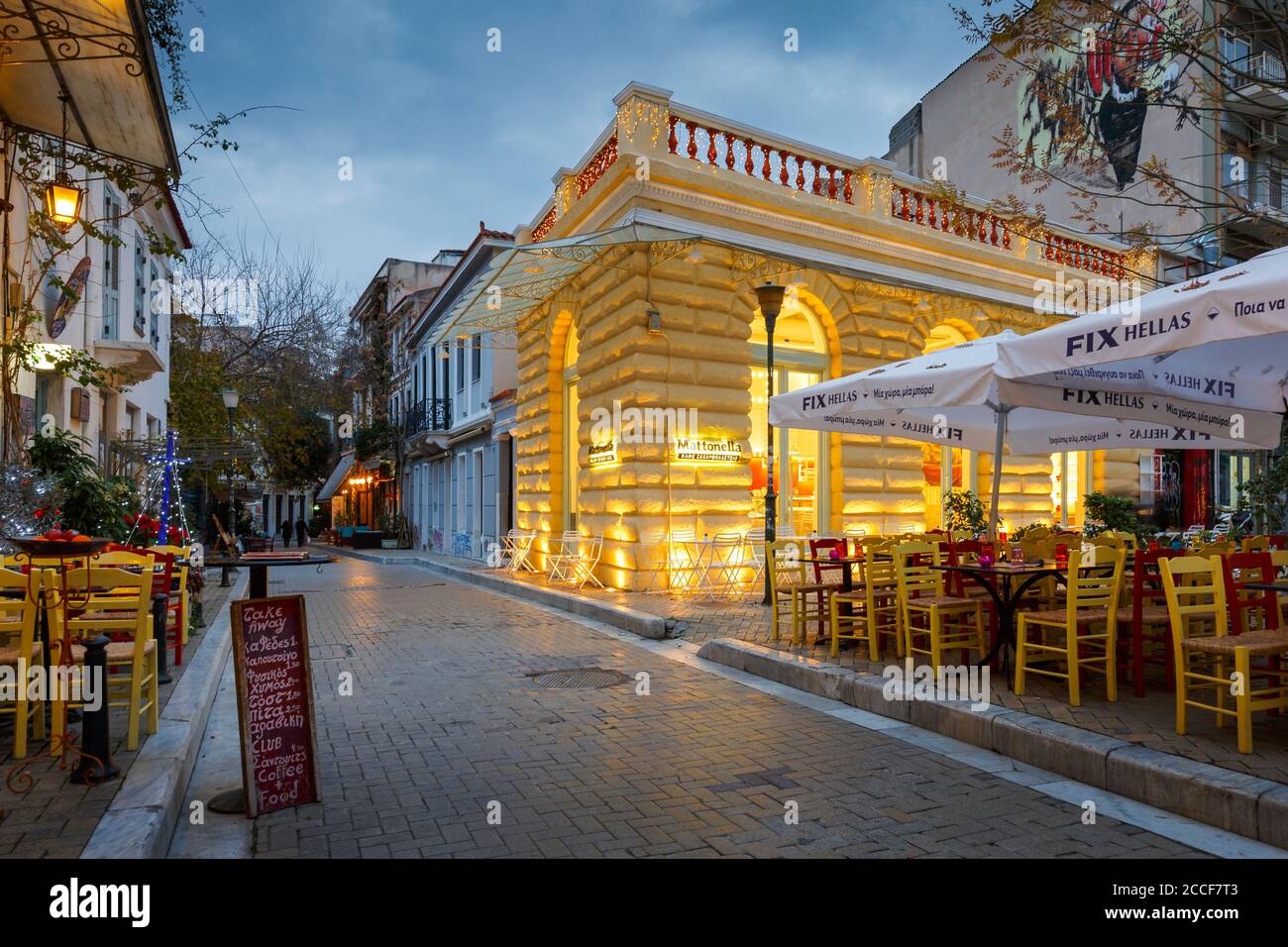 Psiry Coffee shops in Psirri neighborhood of, Athens Stock Photo - Alamy