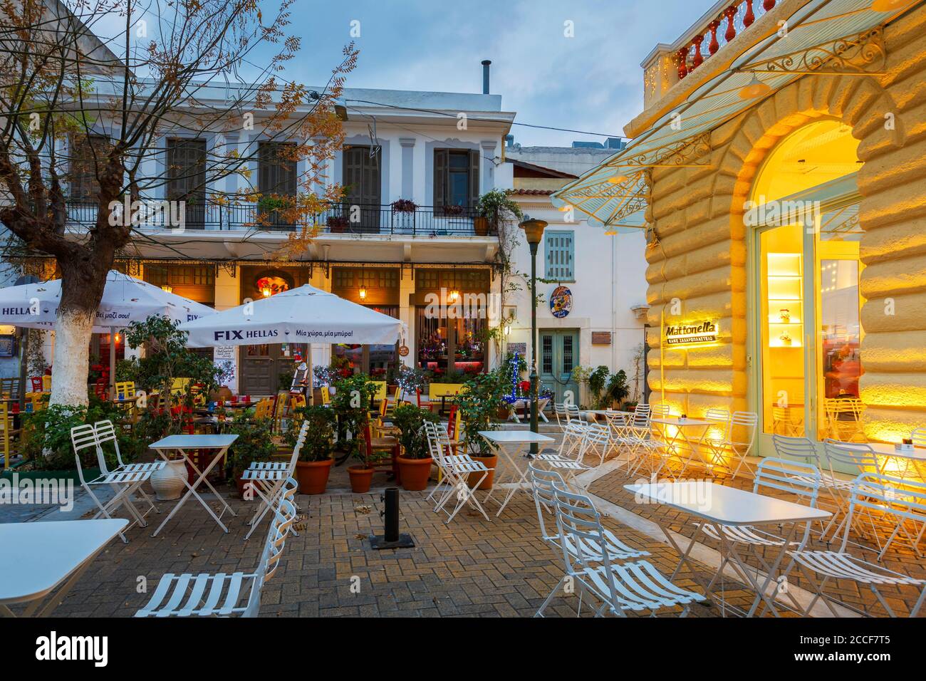 Psiry Coffee shops in Psirri neighborhood of, Athens Stock Photo - Alamy
